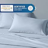 Degrees of Comfort Coolmax zestaw pościeli chłodzących na łóżko pełnowymiarowe. Odprowadzające wilgoć na nocne poty, najlepszy komfort, chłodne prześcieradła dla gorących osób podczas ciepłej pogody, z głęboką kieszenią, 4 szt., jasnoniebieskie