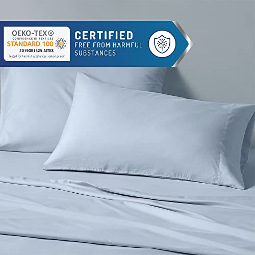 Degrees of Comfort Coolmax Cooling Sheets for King Size Bed | Best Sheet Set for Hot Sleepers | Soft, Deep Pocket 4-Pcs - Light Blue - Thumbnail 5