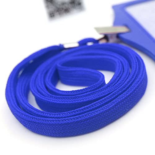 Beebel Lanyard 100 Pack Blue Badge Lanyards Flat Lanyards Round 32" With Badge Clip #TOP5