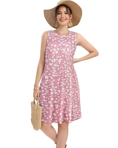 Image of elescat Women's Summer Dresses Casual Sleeveless Loose Sundress with Pocket