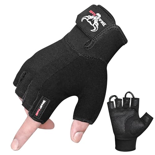 BEAST RAGE Fitness-Handschuhe für Training, rutschfest,gepolsterte Handfläche,Halbfinger-Workout,Gewichtheben-Handschuhe, Radfahren, Crossfit,Krafttraining (Black, M)
