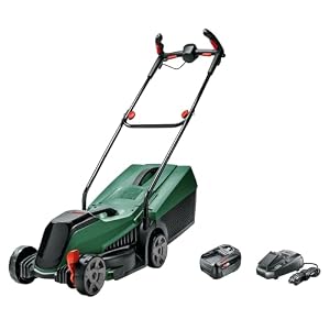 Bosch Home & Garden 18V Cordless Brushless Lawn Mower With 1 x 4.0ah Battery & Fast Charger, Cutting Width: 32 cm, Cut Height 20-60mm, Compact Storage and Ergonomic Design (CityMower 18V-32-300)