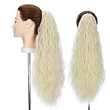 24inch Long Corn Curly Wave Ponytail Extension Synthetic Claw Ponytail Clip in Jaw Claw Hair Extensions Hairpieces for Women Bleach Blonde - Image 5