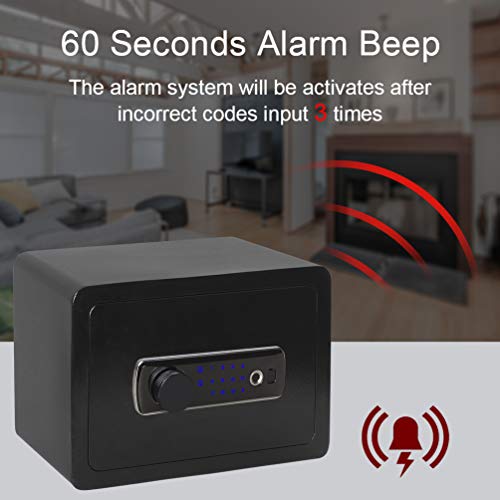 Lovndi Security Safe Box with Keypad 0.5 Cubic Feet, Digital&Biometric Safe Fingerprint Safes for Home Office, Black - Thumbnail 2