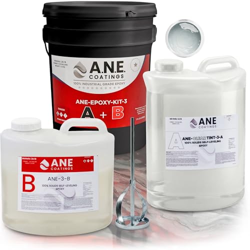Self Leveling Epoxy Resin Kit – ANE Garage Floor Epoxy Kit Spreads Seamlessly. Durable, Industrial Grade Clear Epoxy Resin for Concrete Floors and Countertops - Clear