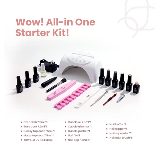 Beetles Gel Nail Polish Kit With U V Light 48W Led Nail Lamp 6 Colors Nude Gray Pink Gel Polish Starter Kit Manicure Soak Off U V Led Gel Nail Polish Set Salon Diy Home Nail Decoration #TOP1