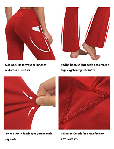 Image of BUBBLELIME 29 inch /31 inch /33 inch /35 inch /37 inch 3 Styles Women's High Waist Bootcut Yoga Pants Basic /Side Pockets Tummy Control Workout Flared
