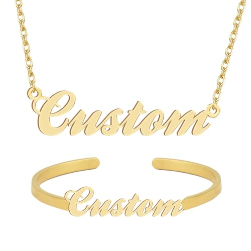 Personalized Custom Name Necklace Bracelet Stainless Steel for Women