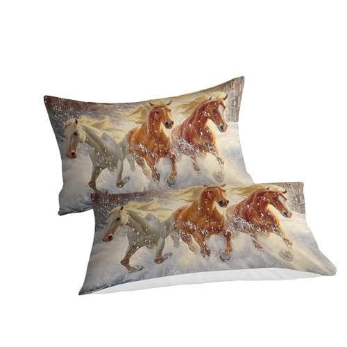 Housse de couette cheval blanc 3D super king microfibre 260x220