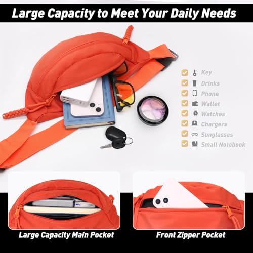Image of Waist Bag,Chest Bag, Chest Bag for Women Stylish, Large Capacity for Travel, Gym, and Outdoor Activities, Durable Polyester Nylon Fabric, Adjustable Shoulder Straps, 30cm x 15cm x 9cm