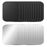 24 Stück Metallplättchen Selbstklebend Set, 38x50mm Metallplatte für Magnete, Dünne Edelstahl-Metall-Ersatzplatten Kompatibel mit Magnetische Auto-Handyhalterung (Schwarz+Silber)