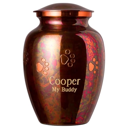 Best Friend Services Ottillie Paws Elite Series Personalized Pet Urn for Dogs and Cats - Pet Memorial Urns with Custom Engraving (Raku