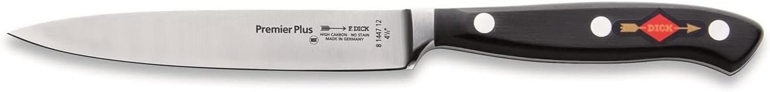 F. DICK – Premier Plus Paring Knife - Kitchen knife with 4.7" blade & 56 HRC - Ideal for small cutting work - Ultra sharp - Stainless steel - Ergonomic handle - High carbon - Made in Germany
