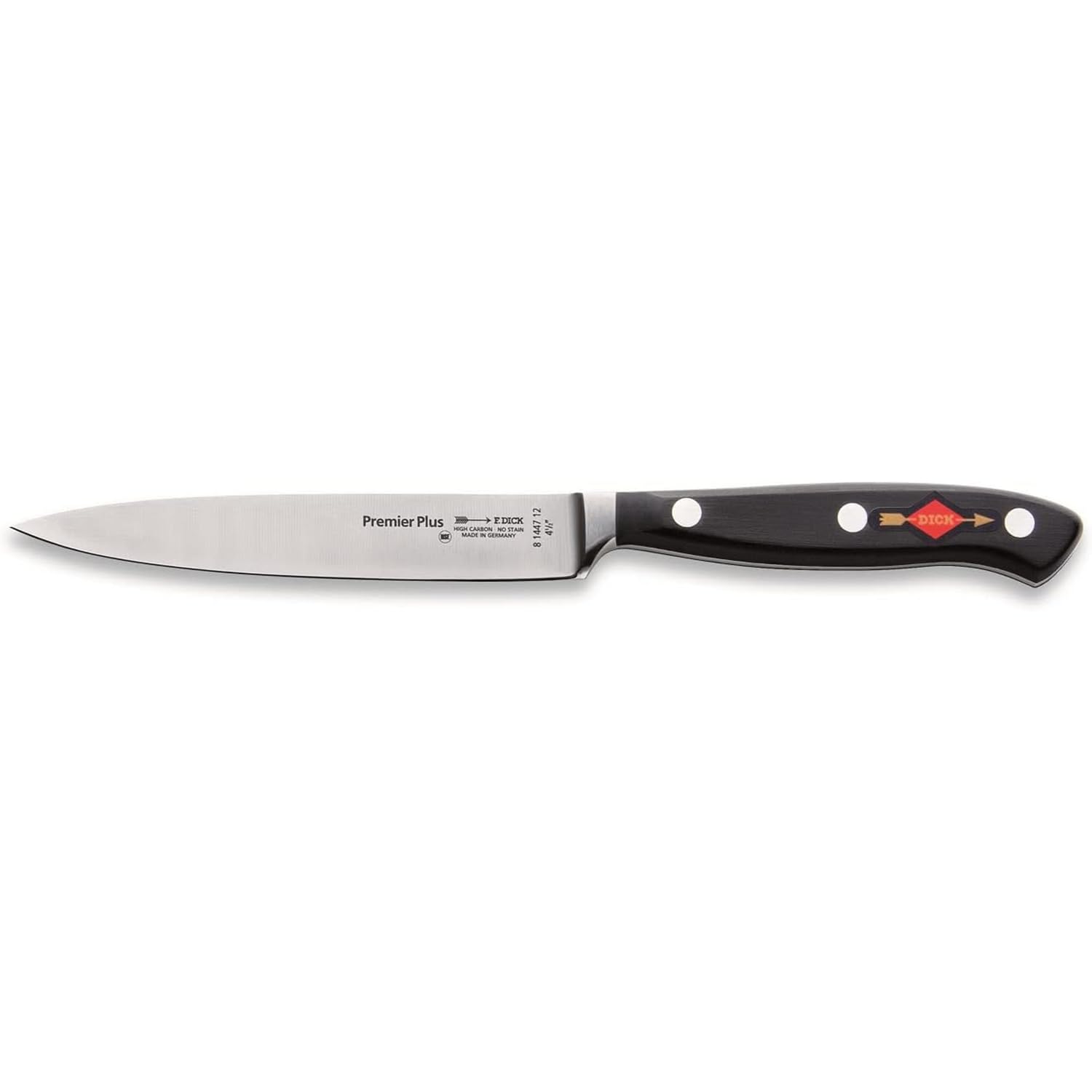 F. DICK 81447122 Premier Plus Couteau d'office Longueur de lame 12 cm Couteau de chef Couteau de cuisine Dureté 56° Gris 22,32 x 1,9 x 1,25 cm