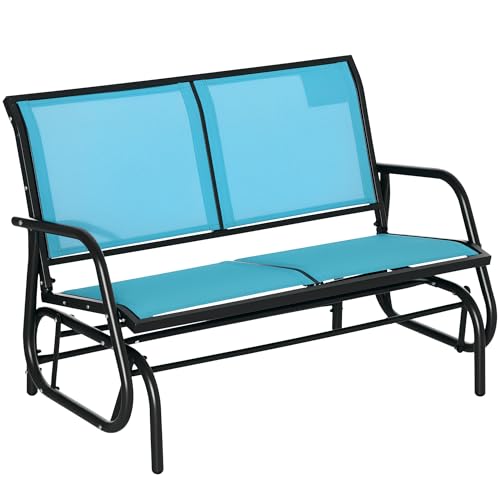 Outsunny Outdoor Glider Bench 2 Person Patio Glider Chair, Blue