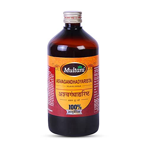 Image of Multani Asvagandhadyarista Syrup | Useful In Weakness, Stress & Strain | Usefull in Vertigo | Improves Tiredness, Sleep Quality, Nervine Strength | 450 ml