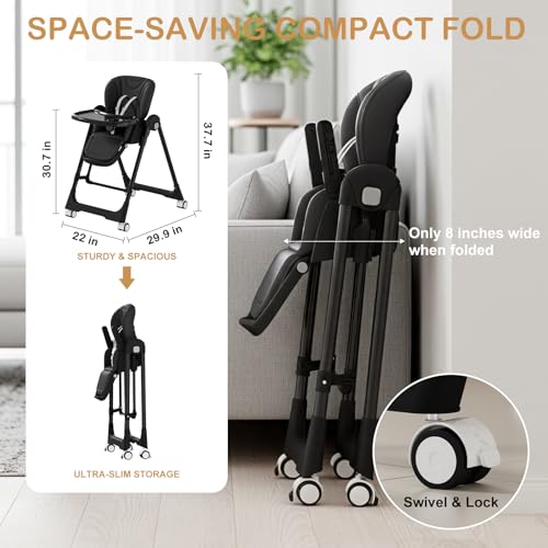 Image of 3-in-1 Foldable High Chairs for Babies and Toddlers with Rocking Mode