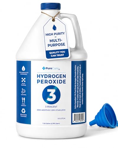 3% Food Grade Hydrogen Peroxide (1 Gallon) - No Added Stabilizers - Made in The USA derived from 35% Food Grade Hydrogen Peroxide