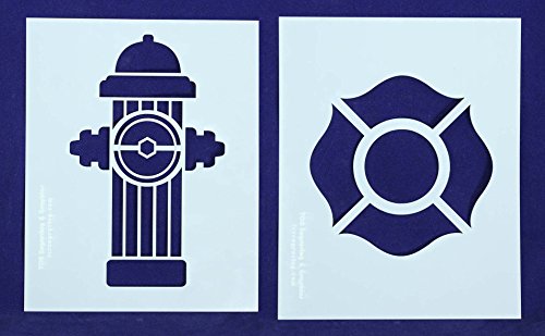 Fire Hydrant/Maltese Cross Stencils - 2 Piece Set - 8 X 10 Inches #TOP6