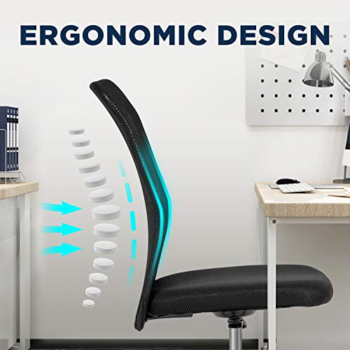 Home Office Chair Mid Back Mesh Desk Chair Armless Computer Chair Ergonomic Task Rolling Swivel Chair Back Support Adjustable Modern Chair With Lumbar Support,Black #TOP4
