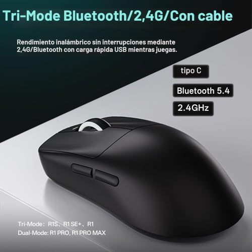 Ratón inalámbrico ATK VXE Dragonfly R1 Pro Max lila con sensor PAW3395 5