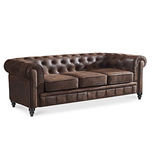 Canapé Chesterfield 3 Places Vintage Microfibre INTENSE DECO