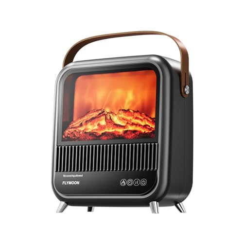 FLYMOON Electric Fireplace Heater, Fireplace Heater with 3D Different Flame