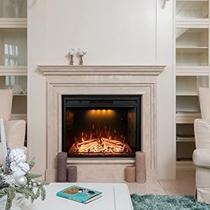 36 inch electric fireplace wall fireplace electric with remote control realistic log and crackling sound overheating protection and timer 7501500w black  urban country home decor