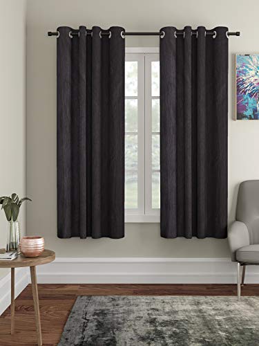 Image of Home Sizzler Long Crush 2 Piece Black Window Curtain, 5 feet