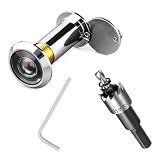 1 Pièce Judas de Porte Grand Angle 200° avec Cache de Confidentialité, Judas Optique Argent pour Portes de 35 à 60 mm, Oeil de Boeuf Porte Entrée Sécurité Maison, Diamètre de Perçage 16 mm
