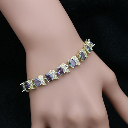 Image of LMXXVJ Fashion Tennis Bracelet Created Emerald White Gold Plated Charm Bracelet Gifts Jewelry for Women
