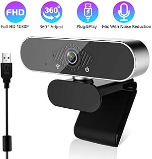 1080P Webcam with Microphone USB Webcams 360 °Rotation for Desktop Wide Angle 110