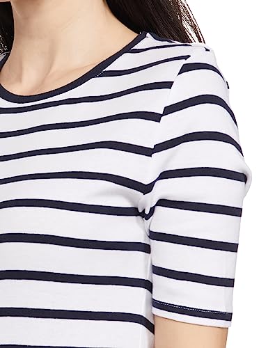 Image of Marks & Spencer Womens Striped Cotton Crew Neck Regular Fit Short Sleeve Top
