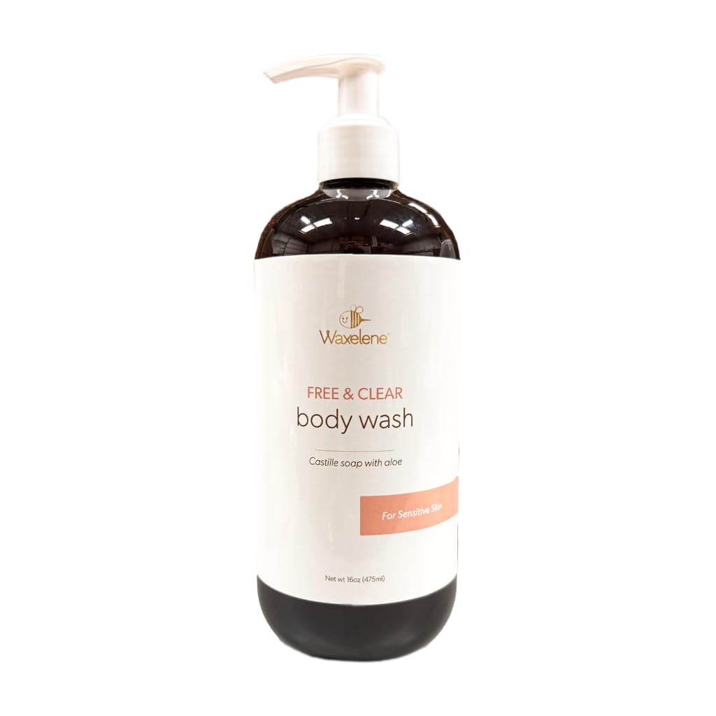 Waxelene Body Wash, Free And Clear, Home Size, 16oz, 475ml, For Sensitive Skin Safe, eczema, psoriasis, dermatitis, biodegradable, reef safe