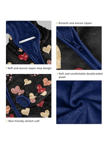 Plaid Heart Black Girls Fleece Jacket Girls Fall Jacket Boys Coats Zip Up Hoodie Children Sherpa Warm Outerwear 2-10T3