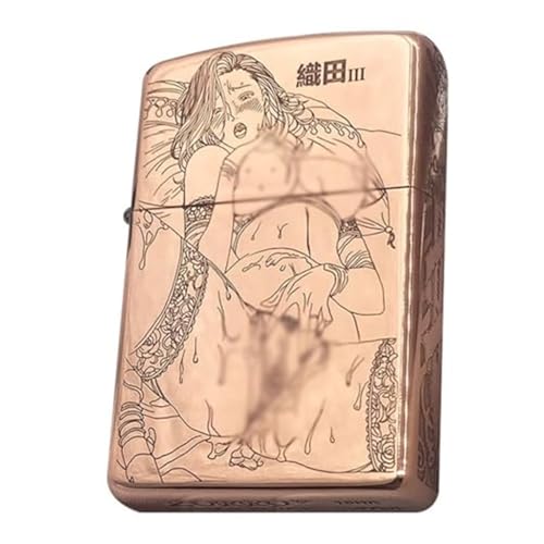 IHGVVING Briquet à kérosène en cuivre Pur, Coupe-Vent et réutilisable, avec meule, Style Vintage, avec Couvercle, idéal for Fumer, Collection (sans Combustible)(Metallic)
