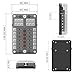 12-Way Fuse Block With ground, 12 Circuit ATC/ATO Fuse Box Holder with negative bus, Protection Cover & LED Light Indication, Bolt Terminals, 70 pcs Stick Label, For Auto Marine, Boat,With 24 pcs Fuse
