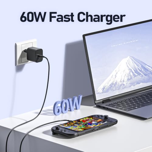 Chargeur USB C 60W Rapide pour Nintendo Switch 2/1 Console avec câble 1,5m – vue 2