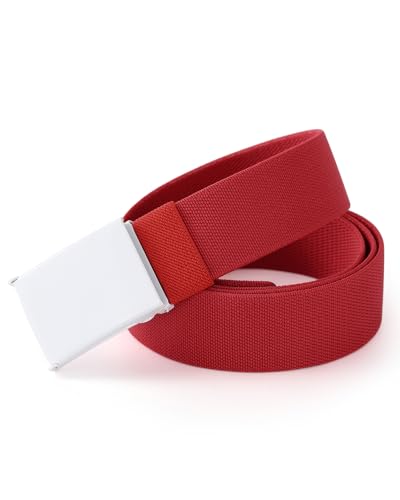 Image of Mile High Life Stretch Canvas Belt for Men, Golf Casual Elastic Web Belt, Top Military Buckle, Adjustable Cut to Fit