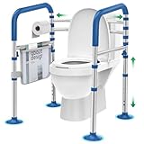 Loyoda Toilet Safety Rails for Seniors,Adjustable Toilet Handles for Elderly and Disabled (350 Lb),Foldable Toilet Rails Fit Most Toilets