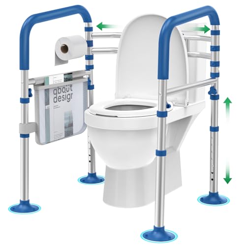 Loyoda Toilet Safety Rails for Seniors Adjustable Toilet Handles for Elderly and Disabled (350 Lb) Foldable Toilet Rails Fit Most Toilets