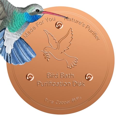 HIGHYEAH Bird Bath Copper Disc- Reinforced 99.99% Pure Copper Bird Bath Purification Basin with Three-Point Support Providing Physically Safe Clean Water Suitable for Outdoor Bird Baths