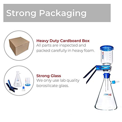 Image of JOANLAB Vacuum Filtration Apparatus | 2000 mL Flask | Includes 2000 mL filtering flask and 300 mL graduated funnel. Backed by 1 year warranty.