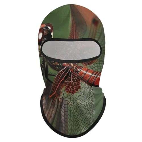 Máscara de cara completa para hombre y mujer, balaclava rojo con diseño de libélula, ideal para esquí, ciclismo y motocicleta miniatura 7