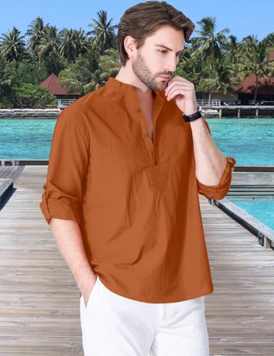 Image of Zombom Cotton Polyester Blend Solid Casual Regular Fit Mandarin /Chinese Collor Short Kurta Shirt for Men