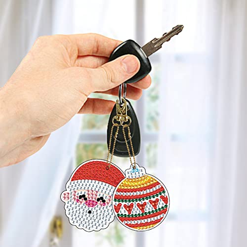 16 Pack Christmas Diamond Art Keychains 5D Christmas Keychains Kits Full Drill Double Sided Rhinestone Pendant For Adults Diy Diamond Painting Keychains Kit Crafts For Adults Ornaments For Xmas Decor #TOP4