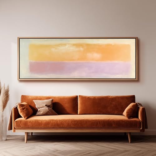 Impression sur toile abstraite orange lavande 65x195cm grand format