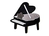 TH Black Piano Instrument Music Patches Applique Embroidered Sew on Iron on Patch for Backpacks Jean