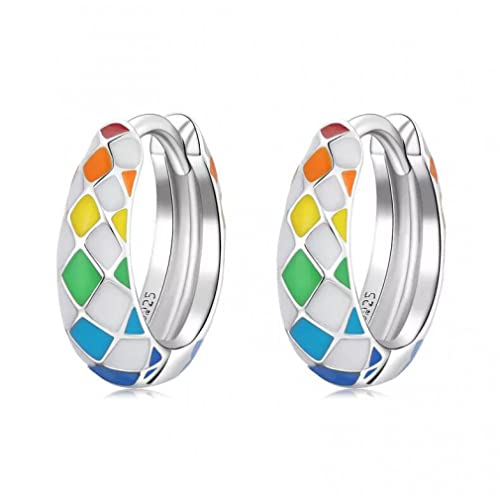 Boucles d'oreilles arc-en-ciel pour femmes bijoux fins à carreaux