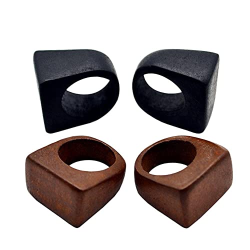 Original Natural Wood Rings Handmade Retro Geometric Round Statement Rings Vintage Bohemia Wooden African Ethnic Ring Jewelry for Women-brown2